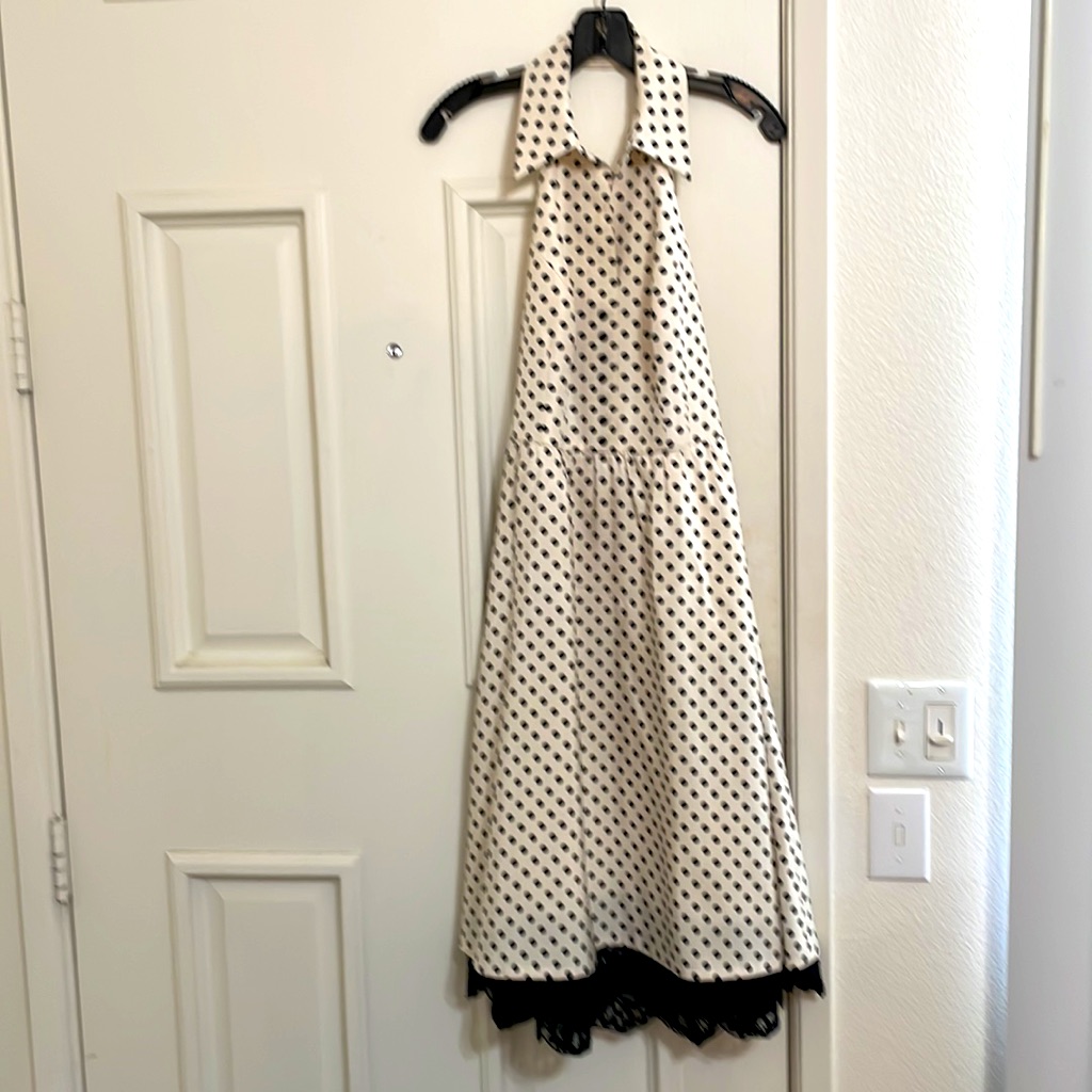 Carmen Marc Valvo Silk Polka Dot Dress Sz 4